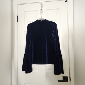 Elegant Navy Velvet Women's Top